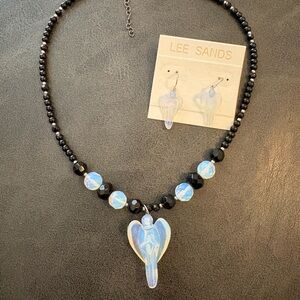 Lee Sands Opalescent Angel Pendant / Earrings